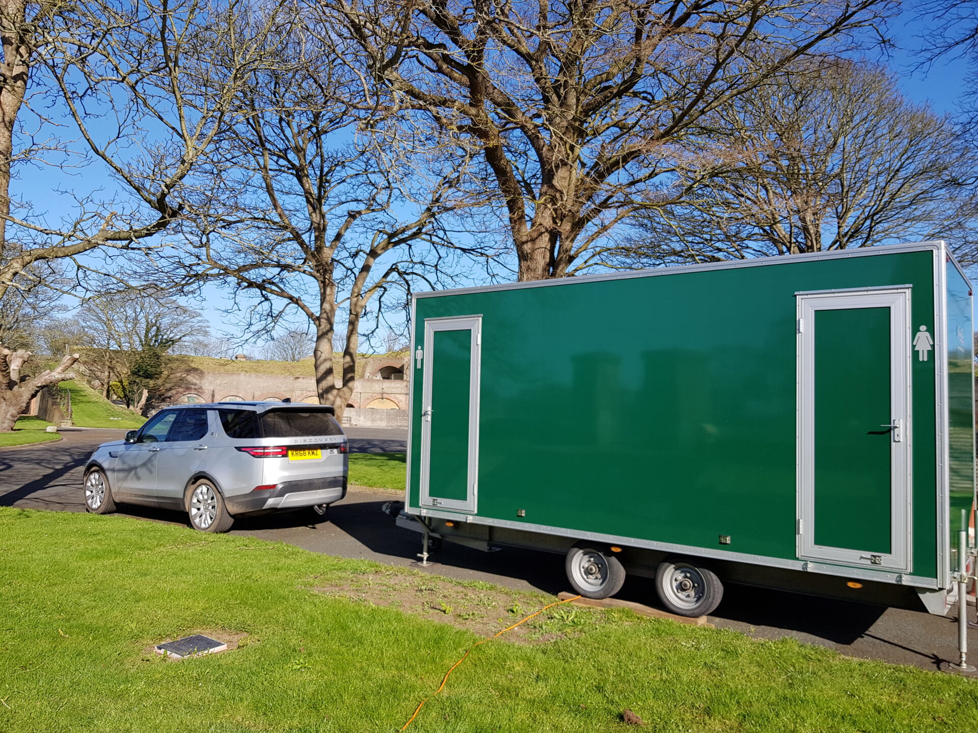 Premier Flush PF Series portable toilet on trailer